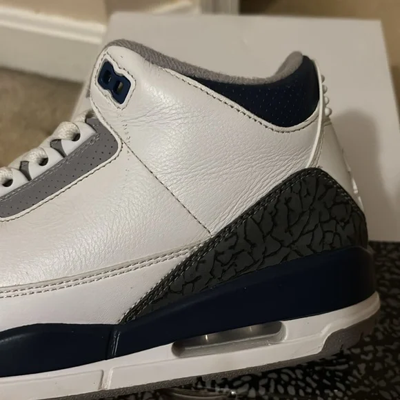 Jordan White and midnight navy Retro Sneakers - Picture 6 of 9